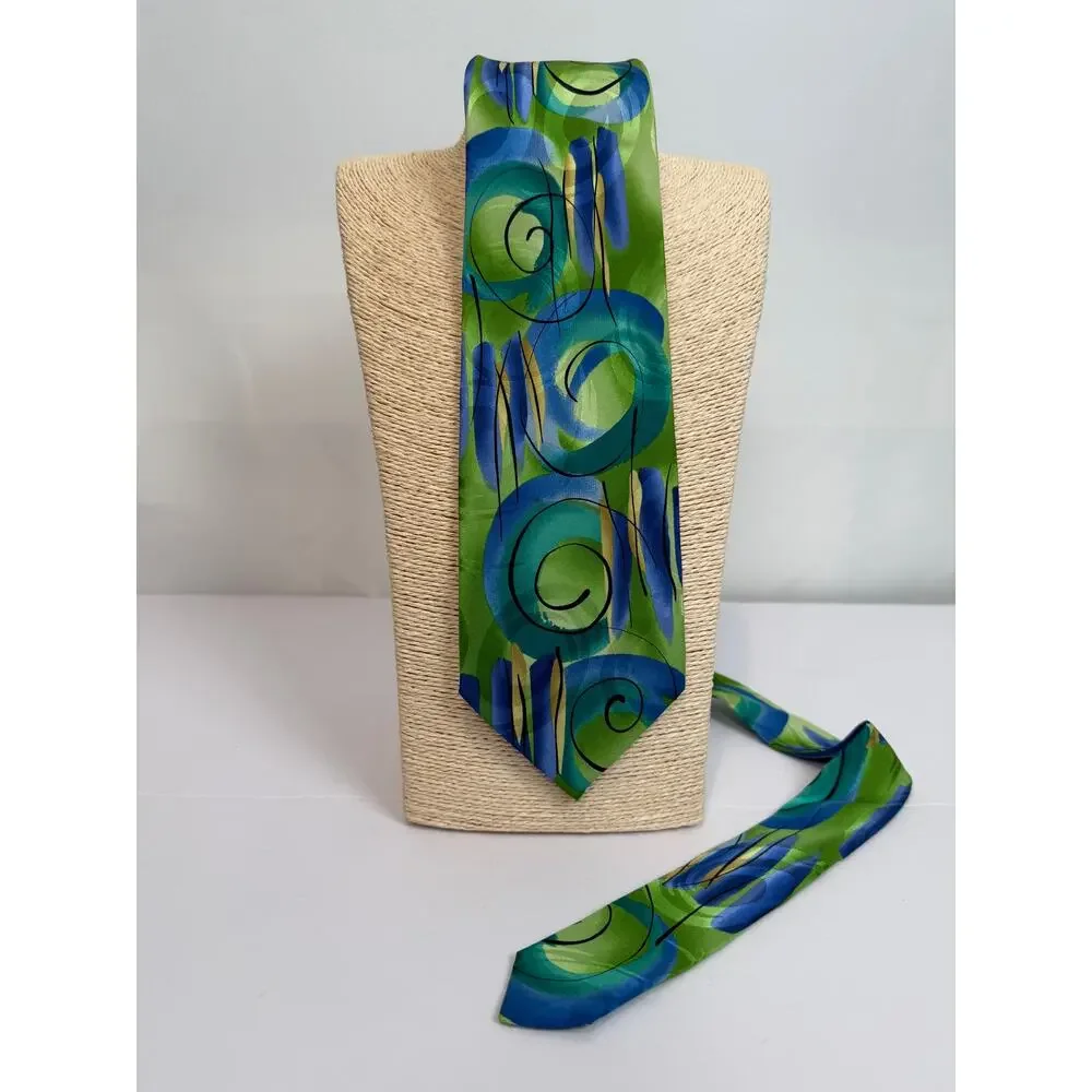 J Garcia Jerry Garcia Silk Tie Green Blue South of the Border Collection 38